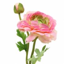 Ranunculus fleur et bouton rose artificiel 34cm