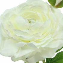 Article Renoncule fleur artificielle avec fleur et bourgeon blanc H34cm