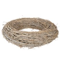 Article Couronne décorative en rotin blanchi, pour une décoration créative, 50 cm