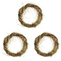 Article Couronne de vigne couronne naturelle avec foin marron vert Ø25cm 3 pcs