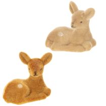 Article Figurine décorative de faon couché, 8 cm, lot de 6.