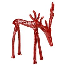 Article Décoration de Noël en métal représentant un renne rouge, 16 x 13 x 19 cm