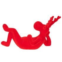 Article Figurine décorative de renne rouge couché, design moderne, 24 cm, lot de 2