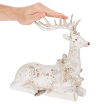 Article Figurine décorative représentant un cerf assis avec des bois, 30 cm