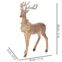Article Figurine décorative de cerf à bois, à poser, décoration de Noël, 28 cm