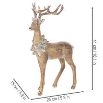 Article Figurine décorative représentant un cerf debout avec des bois et des pommes de pin, 41 cm