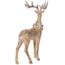 Article Figurine décorative représentant un cerf debout avec des bois et des pommes de pin, 41 cm