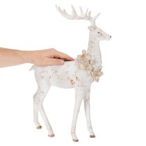 Article Figurine décorative de cerf ornée de pommes de pin pour la décoration hivernale, 49 cm