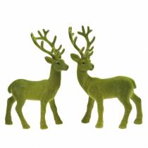 Article Renne déco floqué vert mousse 20cm 2 pièces