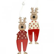 Article Renne à suspendre, décorations de Noël, décorations pour sapin de Noël, décorations en bois pour l&#39;Avent H13cm 8 pcs