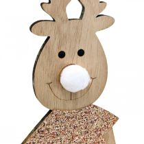 Article Figurine décorative en bois renne debout Noël 12×6.5cm H45cm 2pcs