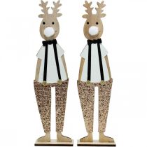 Article Figurine de décoration en bois renne Noël à poser 12×6.5cm H45cm 2pcs