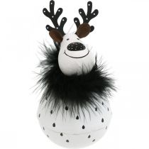 Article Renne déco, décoration de Noël, figurine décorative en métal, blanc de l&#39;Avent, noir H15.5cm Ø8cm