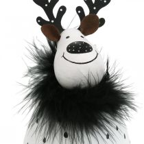 Article Renne déco, décoration de Noël, figurine décorative en métal, blanc de l&#39;Avent, noir H15.5cm Ø8cm