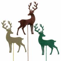 Article Bouchon décoratif cerf doré, marron, vert assorti 8cm 18 pcs