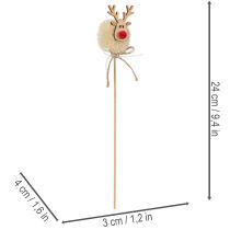 Article Figurines décoratives de rennes avec pompons, pinces à linge de Noël, 24 cm, lot de 12