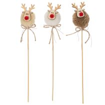 Article Figurines décoratives de rennes avec pompons, pinces à linge de Noël, 24 cm, lot de 12