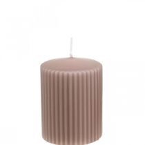 Article Bougies piliers bougie rainurée vieux rose 70/90mm 4 pcs