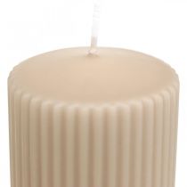 Article Bougies piliers bougie rainurée beige 70/90mm 4 pcs