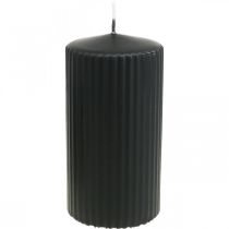 Article Bougies piliers bougie rainurée noire 70/130mm 4 pcs