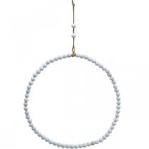 Bague avec perles, printemps, anneau décoratif, mariage, couronne à suspendre blanc Ø28cm 4pcs