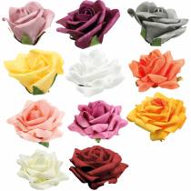 Article Rose en mousse Ø10cm différentes couleurs 8pcs