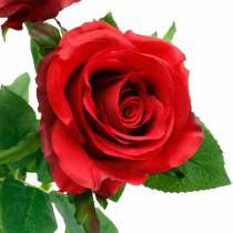 Fleurs de soie roses artificielles roses rouges 3pcs