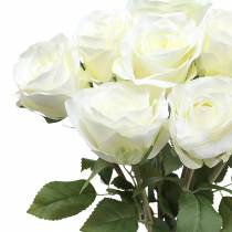 Article Fleurs décoratives en soie roses en bouquet crème 36cm 8 pcs