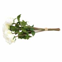 Article Fleurs décoratives en soie roses en bouquet crème 36cm 8 pcs