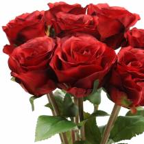 Article Rose en bouquet artificielle rouge 36cm 8pcs
