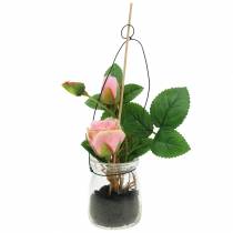 Article Rose dans le verre rose H23cm