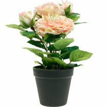 Article Rose décorative en pot, fleurs romantiques en soie, pivoine rose