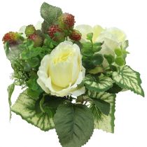 Article Bouquet de roses / hortensia blanc aux baies 31cm