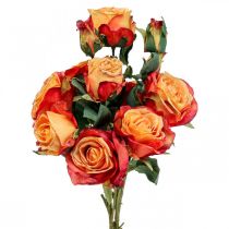 Article Bouquet de roses roses artificielles fleurs de soie orange 53cm bouquet