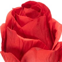 Article Branche de rose en soie, rose artificielle rouge 72 cm, lot de 3