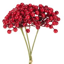 Article Décoration de Noël aux baies rouges, branche de 27 cm, bouquet de 3 pièces