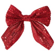 Article Lot de 4 nœuds cadeaux en velours rouge à paillettes 12 cm