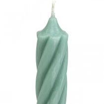 Article Bougies rustiques, uni, vert, 350/28mm, 4 pièces