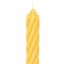 Article Bougies rustiques torsadées, grandes bougies coniques, jaune uni, 350/28 mm, lot de 4
