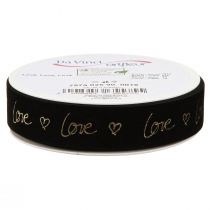Article Ruban velours Amour ruban de deuil coeurs or noir 25mm 18m