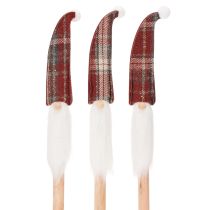 Article Piquets décoratifs de lutin de Noël, Père Noël avec bonnet en feutre, 58 cm, lot de 6