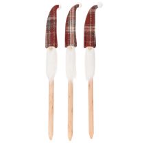 Article Piquets décoratifs de lutin de Noël, Père Noël avec bonnet en feutre, 58 cm, lot de 6