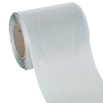 Article Ruban satiné argenté pour couronnes, 100 mm de large, 25 m de long, pour couronnes funéraires, couronnes commémoratives et anniversaires, résistant aux intempéries et compostable