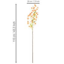 Article Branche d'orchidée artificielle orange filigranée, décoration de chambre, 110 cm, lot de 3