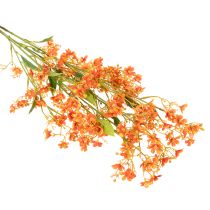 Article Branche d'orchidée artificielle orange filigranée, décoration de chambre, 110 cm, lot de 3