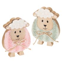 Article Moutons décoratifs en bois, adorables figurines pour le printemps et Pâques, décoration de table, 11 cm, lot de 6