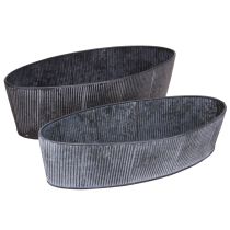 Article Bol ovale en métal noir gris vintage 32,5/37 cm Lot de 2