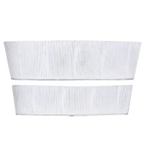 Article Bol ovale en métal blanc argenté 32,5 cm/37 cm lot de 2