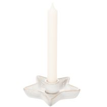 Article Bougeoir en céramique en forme d'étoile, blanc, pour bougies coniques, 12 cm, lot de 2