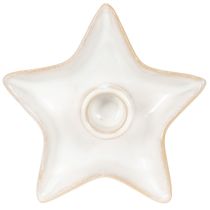 Article Bougeoir en céramique en forme d'étoile, blanc, pour bougies coniques, 12 cm, lot de 2